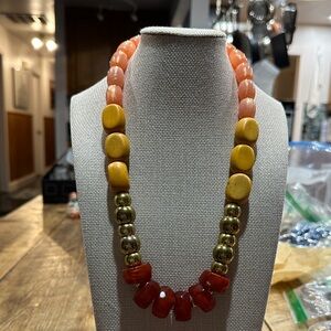 Elegant Gold and Orange Beaded Necklace